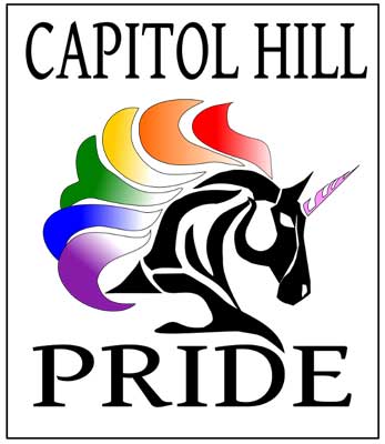 logo featuring a unicorn with a rainbow mane