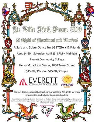 Renaissance themed flyer for Pink Prom event in Everett