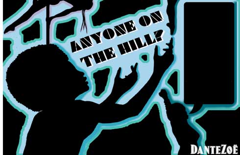 artwork for the show "Anyone On The Hill?" By Ana Walker