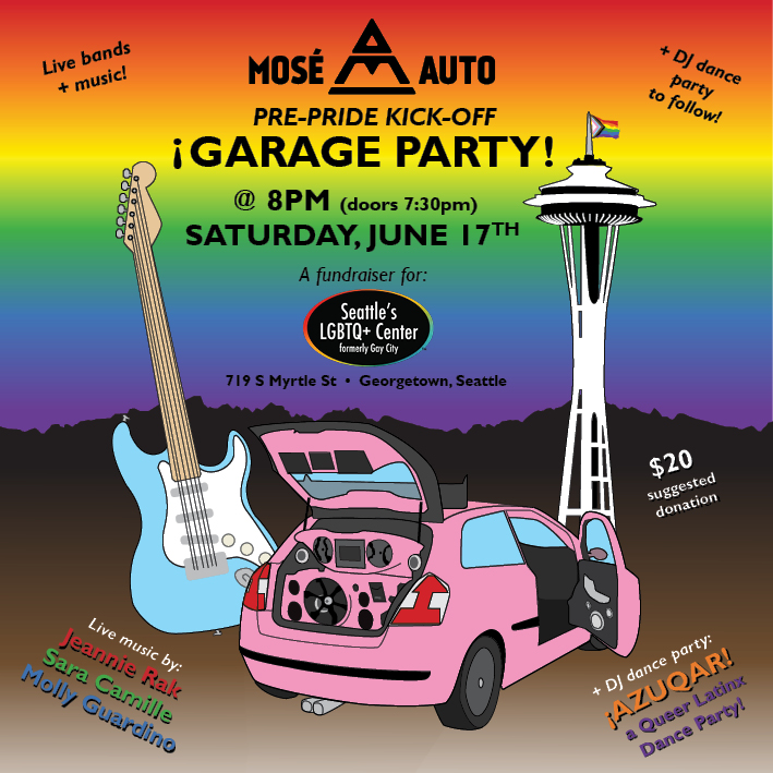 Mose Auto Garage Party 2023 event flyer